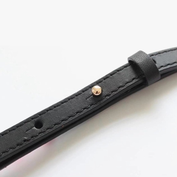 Black Leather Gold Clasp Adjustable Purse Strap - Picture 5 of 5